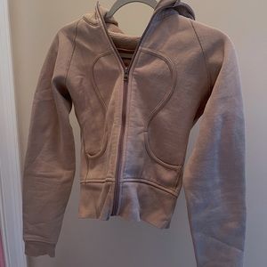 XS Lululemon Tan Cropped Zip-Up with Hood